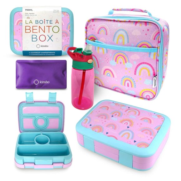 Fiambrera Kinsho 700 ml Arcoíris Morado con Bolsa y Botella