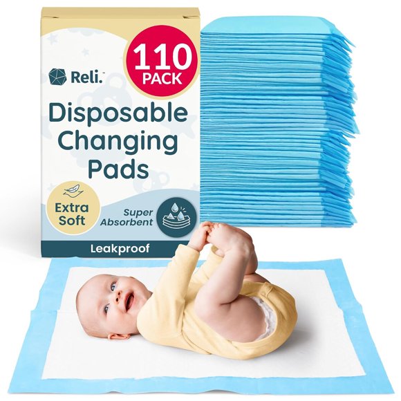 Pads descartables bebé Reli 110 unidades 33 x 46 cm antifugas