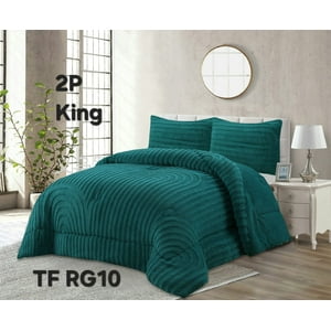 Aladdins Shop - Cobertor De Invierno Texturizado Con Chiporro King Lineas Turquesa