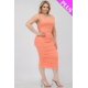 thumbnail image 3 of Saronite Vestido Midi Ajustado sin Mangas, Elástico, Fruncido y con Escote Cuadrado, Color Flamenco (Talla Grande para Mujer), 3 of 5