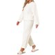 thumbnail image 4 of INSPIRE CHIC Conjunto de Pijama de Forro Polar Esponjoso para Mujer, Manga Larga, Cuello Redondo, Aterciopelado, Suave y Cálido, Ropa de Dormir de Invierno, 2 Piezas, Blanco Talla L, 4 of 6