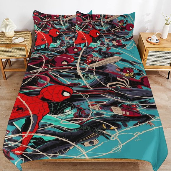 Into The Spider-Verse Bedding Sets Ultra Soft Skin-Friendly Duvet Cover 3 Piece, Cute Comforter Cover Bed Set for Boys Girls Kids