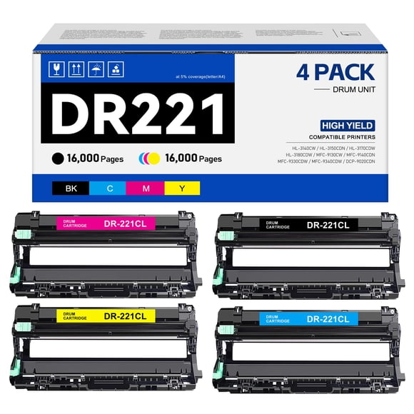Unidad de Tambor Ksuellpwr DR-221CL para Impresora Láser - Paquete de 4 Unidades
