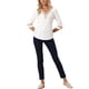 thumbnail image 2 of INSPIRE CHIC Estilo Blusas de Mujer Mangas 3/4 Cuello en V Casual Color Contrastante con Encaje Talla XL Blanco, 2 of 5