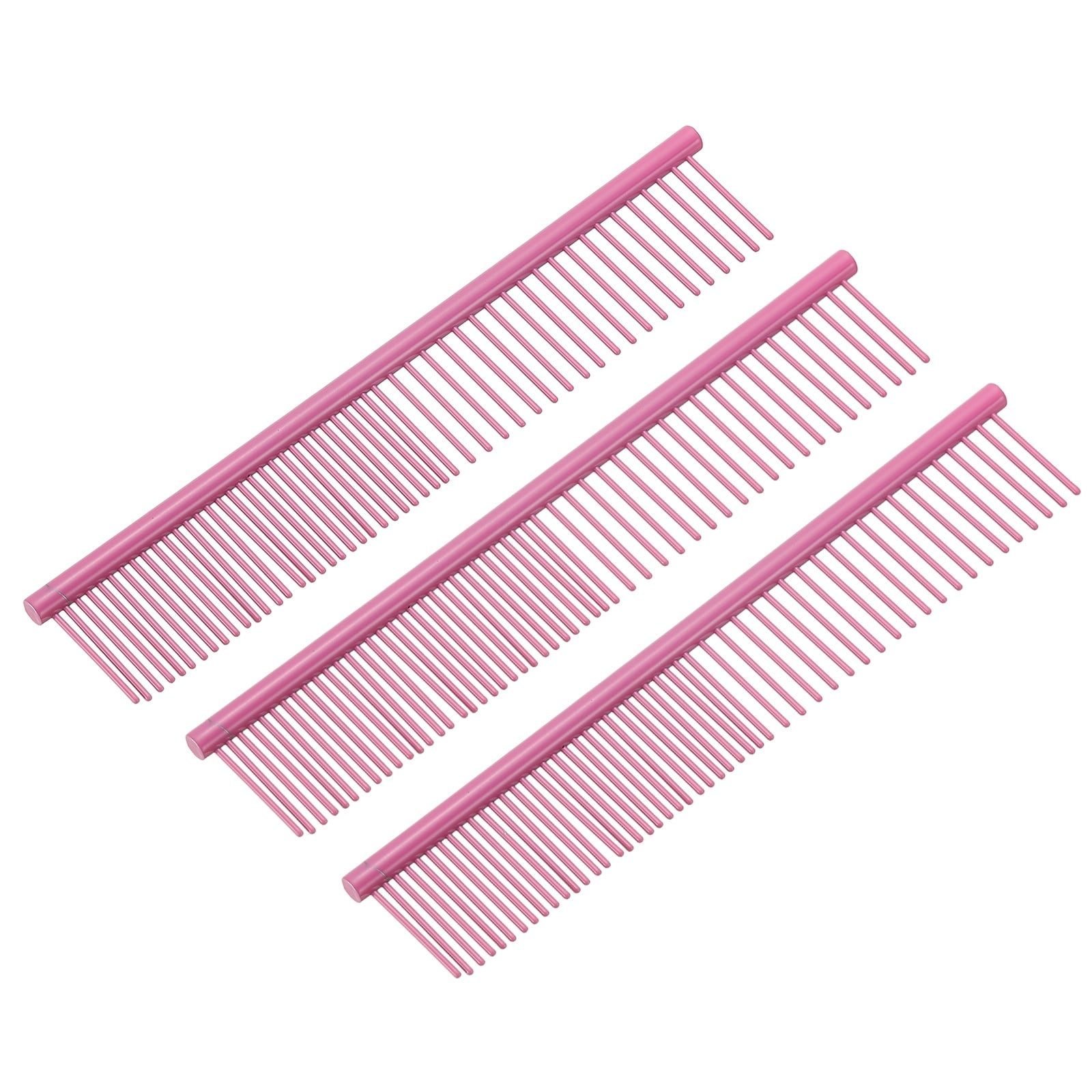 Peine para Perros y Gatos Uxcell, Peines para Mascotas con Dientes de Acero Inoxidable y Puntas Redondeadas para Nudos, Enredos, Pelo Largo y Rizado, Mascota Revestido de Rosa 6.5 PULGADAS