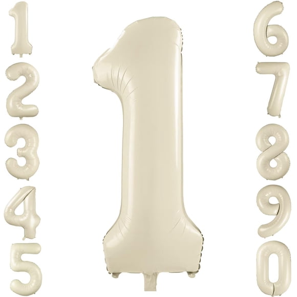 Globo 40 Cm Blanco Número 1 Crema Blanco 0 9 Beige