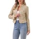 thumbnail image 4 of INSPIRE CHIC Chaqueta de Tweed para Mujer con Cuello Mao, Abierta y Recortada, Talla M, Caqui, 4 of 6