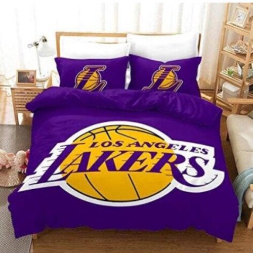 Lakers Series Printed Three-piece Bedding Bedding Pillowcase Quilt Cover3-Piece Bedding Set (1 Duvet Cover + 2 Pillow Shams)