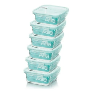 Set 6 Contenedores Hermetico Vidrio Cuadrado 380Ml Allegra