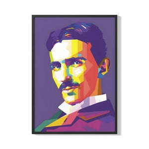Creango - Cuadro Poster Enmarcado Nicola Tesla Pop Art Decorativo