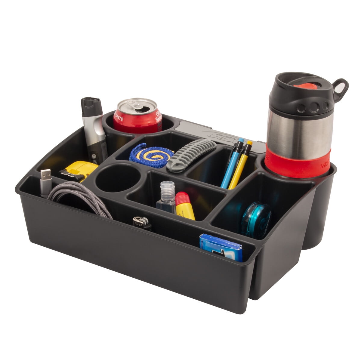 Organizador Universal Auto Drive Para Asiento Con Porta Vasos Negro
