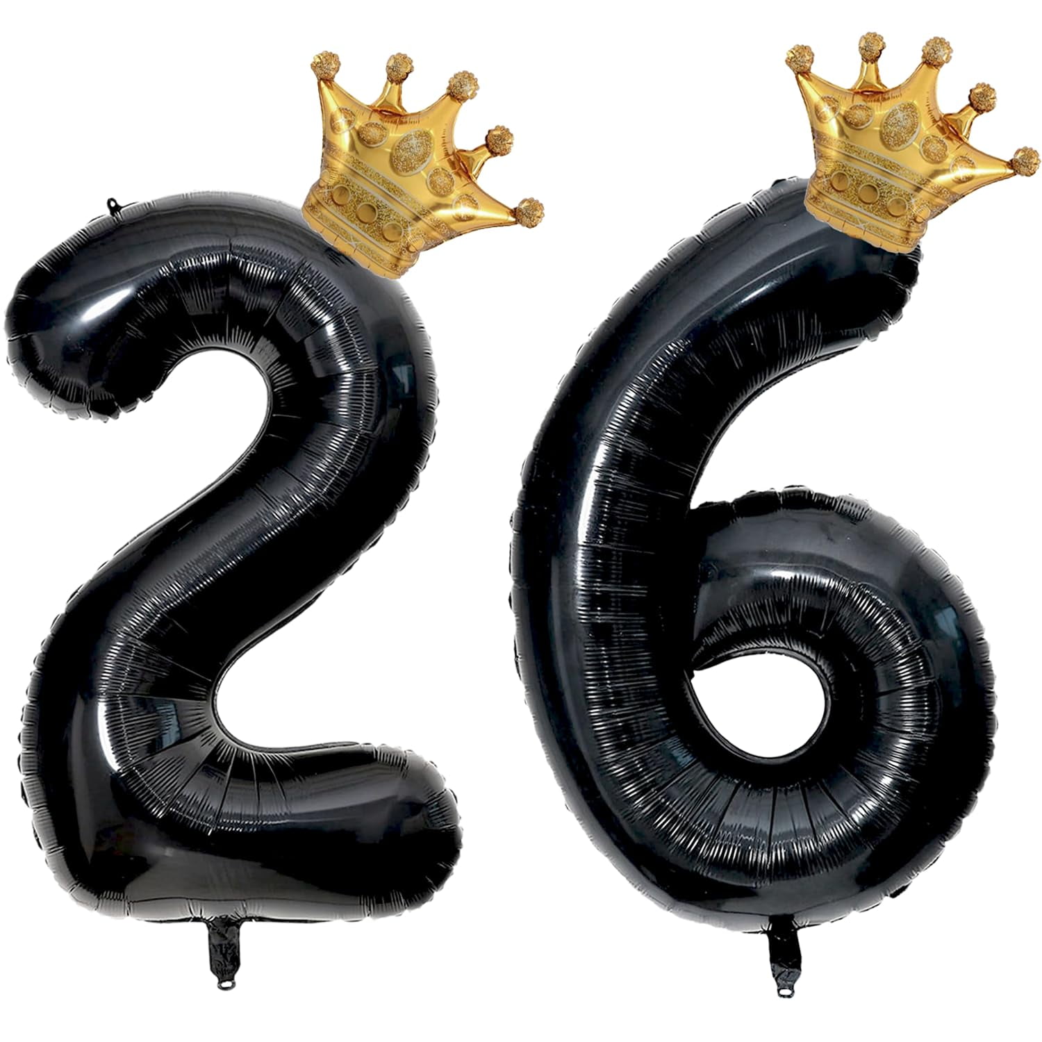 Globo Florisland Para 26 Cumpleaños, Negro, 40 Pulgadas Con Corona Dorada
