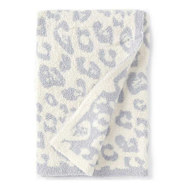 Manta de lana de medio terciopelo Manta de punto con estampado de leopardo para niños Manta de punto con forro polar Manta descalza con estampado de leopardo Manta de ensueño