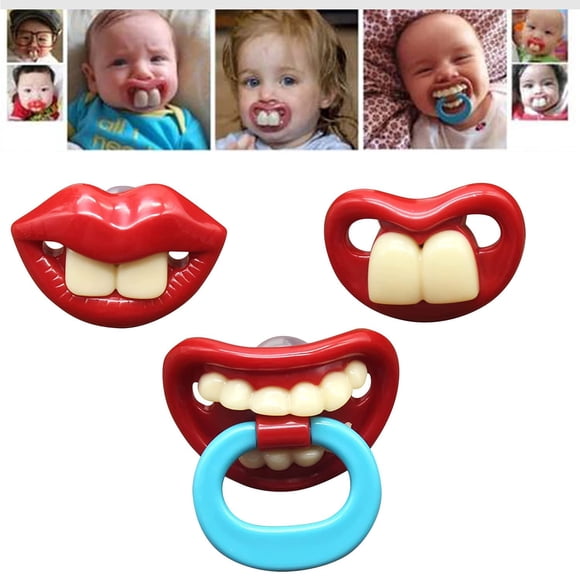 Chupón divertido Sdetrcq con dientes salidos, silicona grado alimenticio, 3 piezas