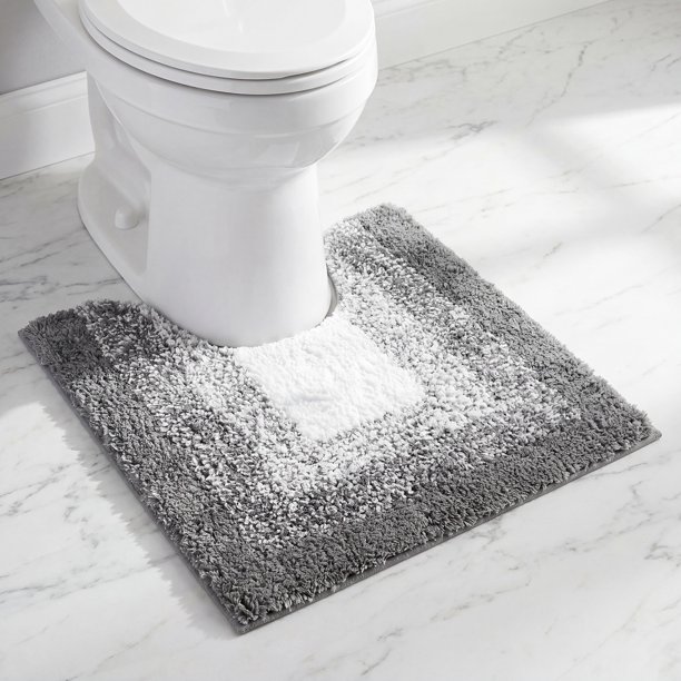 REGALWOVEN Alfombra de Baño Suave y Absorbente Antideslizante Alfombra de Baño de Felpa en Forma de U y Rectangular Gris 20" x 20"