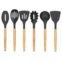 Importclick - Set 6 Utensilios De Cocina Silicona-Madera