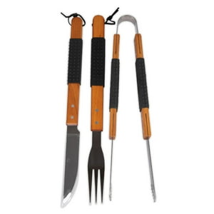 Doral - Set Parrillero 3 Piezas Inoxidable Con Mango De Madera - Sc