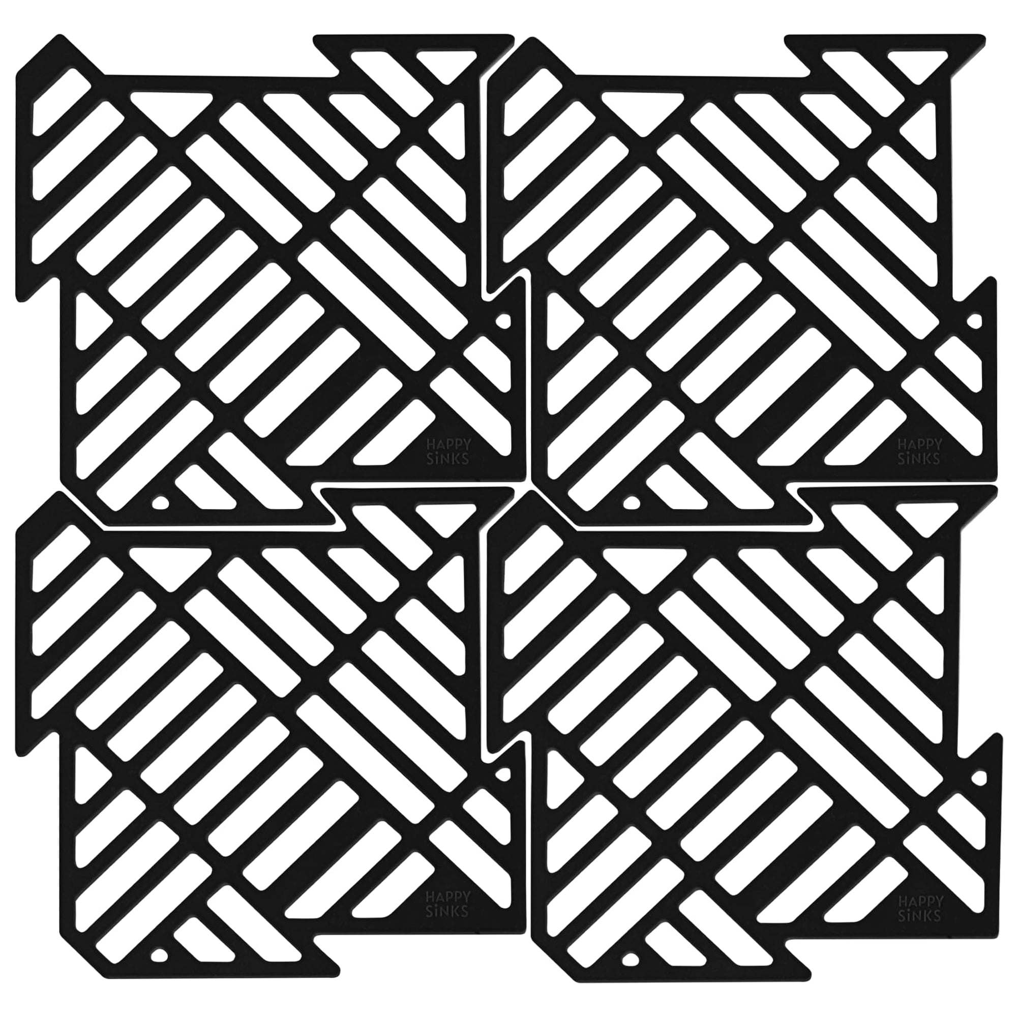 Tapete Para Fregadero De Cocina Happy Sinks De Silicona Resistente Al Calor, Paquete De 4