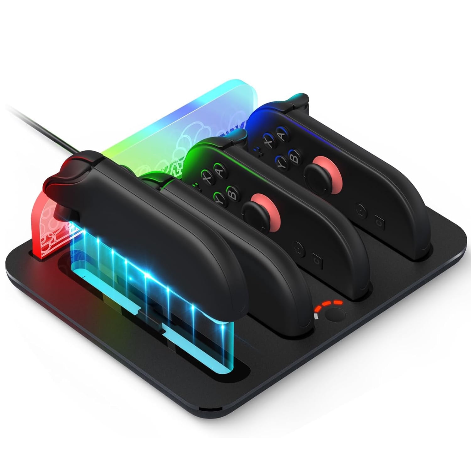 Genérico - Dock De Carga 4 En 1 Compatible Con Nintendo Switch 2, Con Indicador Led, Luz Rgb Y Cable De Carga