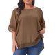 thumbnail image 1 of Agnes Orinda Blusas Casuales de Manga Corta con Cuello Redondo y Encaje para Mujer de Talla Grande 4X Caqui Oscuro, 1 of 6