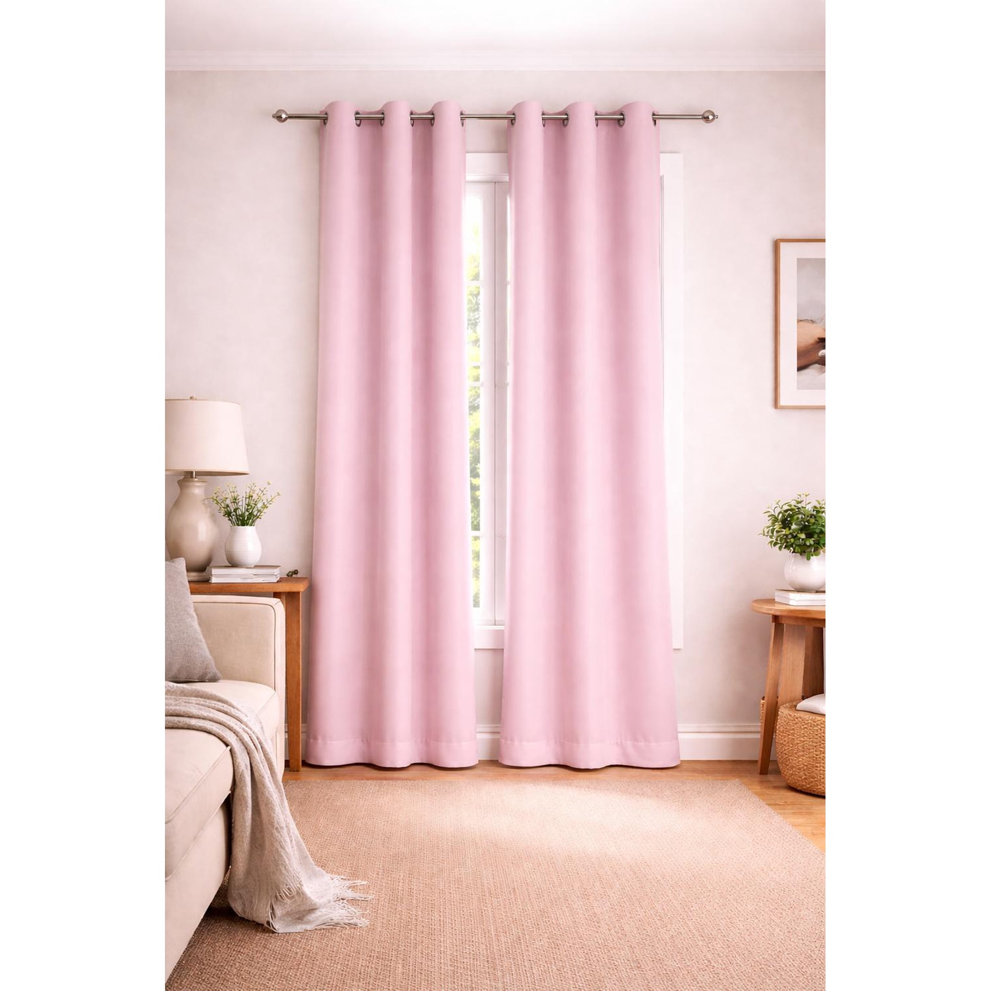 Clems - Cortina 100% Blackout De Tela Engomada 2 Paños Rosa