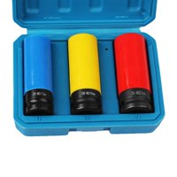 Ioensy - Juego De Llaves De Vaso Para Rueda, Métrico, 17Mm, 19Mm, 21Mm, Con Estuche De Almacenamiento, Juego De Llaves De Tubo, Kit De 3 Piezas