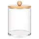 thumbnail image 1 of 4pcs Bamboo Lid Apothecary Jar Set - Clear Storage Containers for Cotton Swab, Ball, Pads, Floss - Vanity Makeup Organizer for Bathroom Accessories, 1 of 4