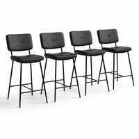 Klik Muebles - Pack De 4 Taburetes Alto Bronx Negro Con Patas Metálicas Negras