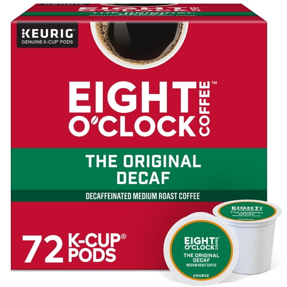 Cápsulas K-Cup descafeinadas originales para café Eight O'Clock x72