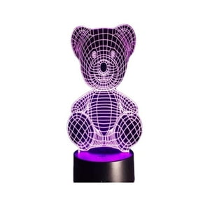 Lelumania - Lampara Ilusion 3D Oso De Peluche De 7 Colores, Base Touch