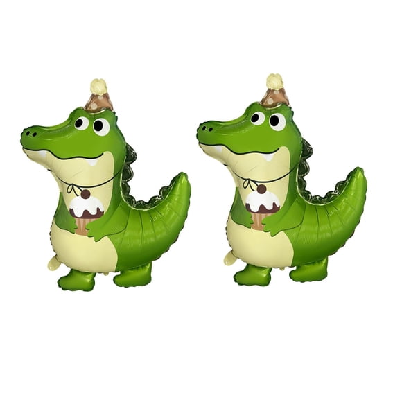 Globos Lindo Cocodrilo Verde Feliz Cumpleaños X2