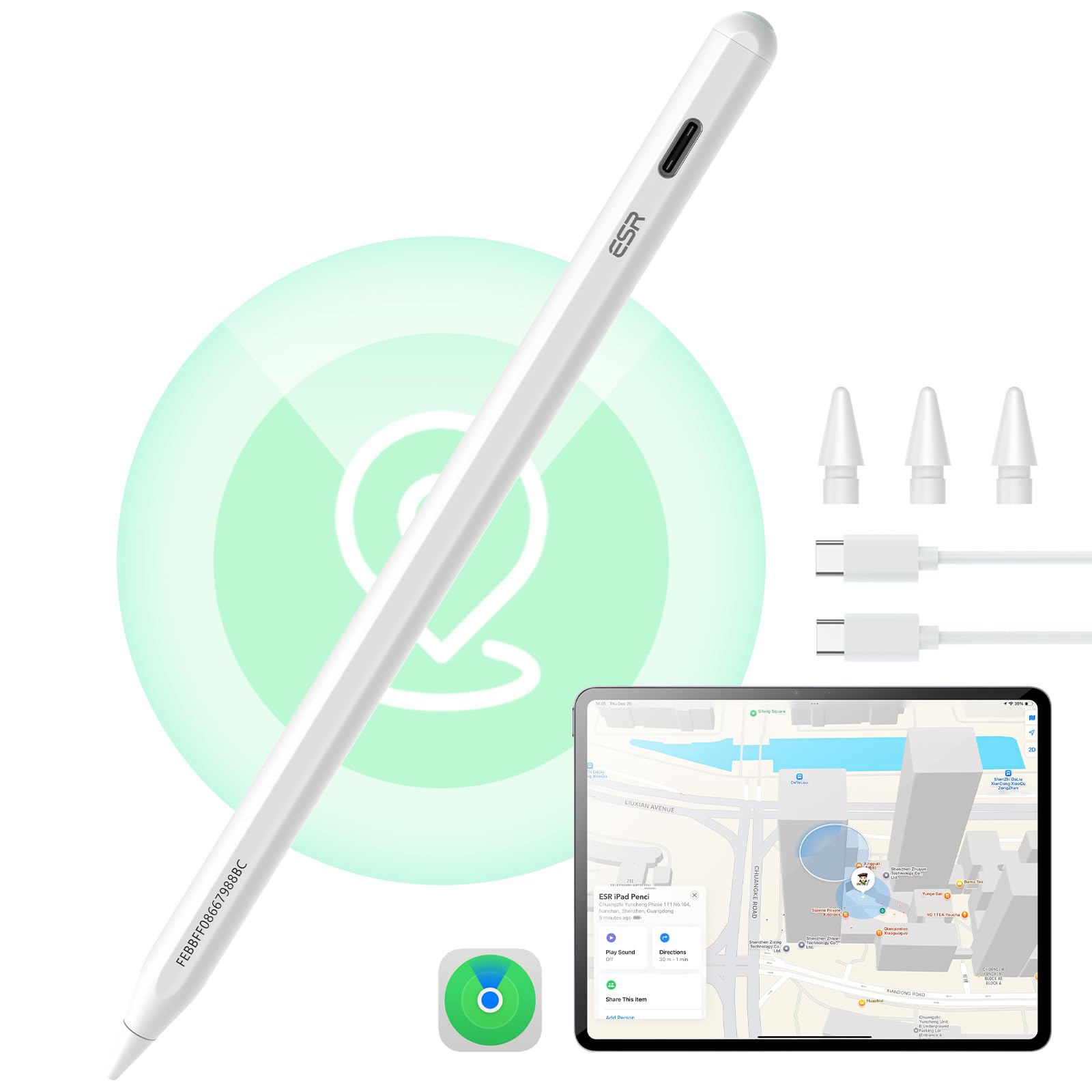 Lápiz Digital Esr Geo Findmy Compatible Con Apple Ipad 2018-2025