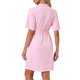 thumbnail image 3 of INSPIRE CHIC Bata de baño de punto waffle para mujer, ligera, de manga corta, con cinturón en la cintura, con bolsillos para verano y spa, talla S, rosa, 3 of 6