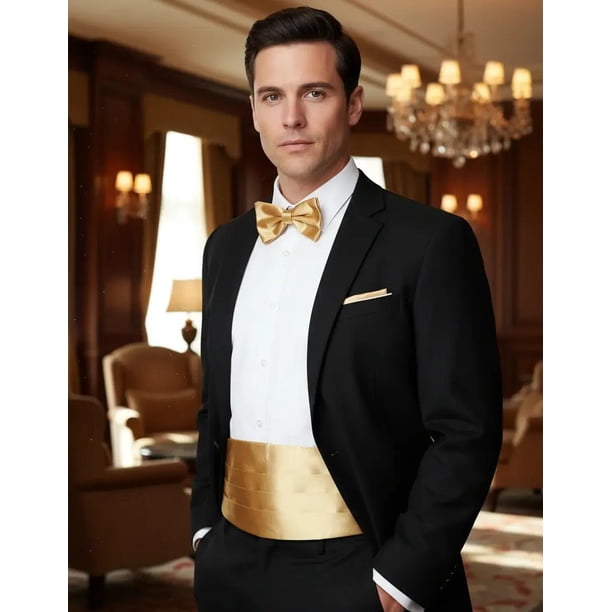 Faja Formal Corbatin Ajustables Hombre Matrimonio Cummerbund dorado Talla Única