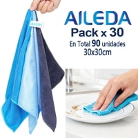 Aileda Paño De Limpieza Microfibra Paño 3 U Doble Uso: Cocina, Automóvil Y Hogar 30X30Cm （En Total 90 Unidades）