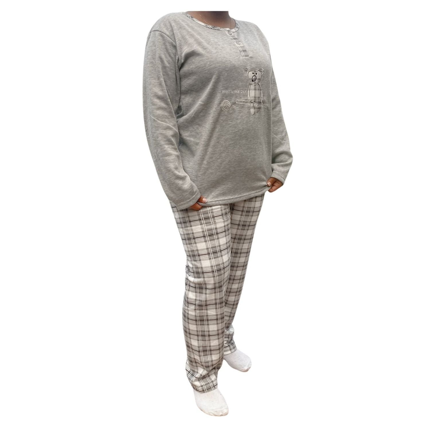 Likeshop - Pijama Mujer Franela Invierno Manga Larga Diseños 538