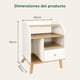 thumbnail image 2 of Velador 2 Niveles Con Cajones, Color Blanco/Oak, 40x30x53 cm, 2 of 6