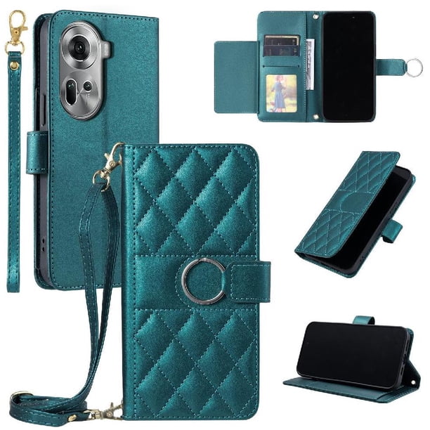 Funda tipo billetera FOXDOCK para OPPO Reno 11 5G – Tapa abatible con correa para mujer