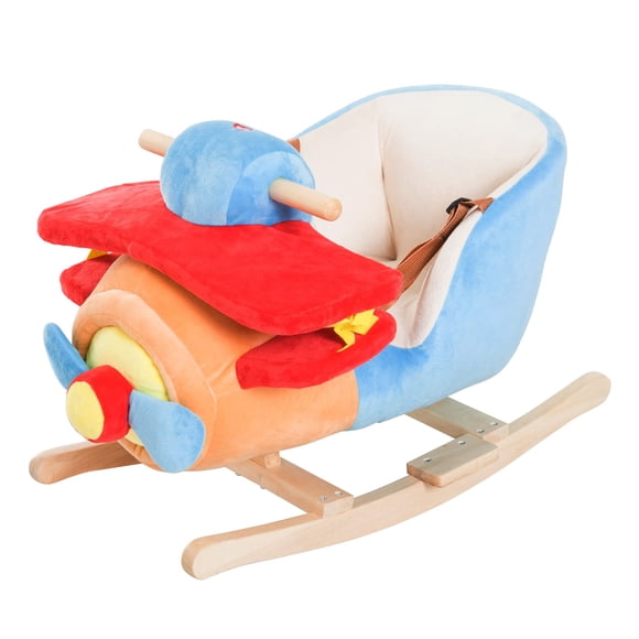 Silla para niños Rocking Horse Qaba, de madera, de felpa, para montar en avión