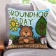 thumbnail image 1 of Día de la Marmota Fundas de almohada de terciopelo con tema, regalos de funda de almohada, decoración para el hogar, cojín de lanzar, regalo de cumpleaños para fans y parejas.66*66cm., 1 of 6