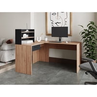 Tuhome - Escritorio En L Bilbao Miel Y Wengue 113,2X121,8X150 Cm