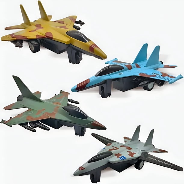 Avión retráctil Toy Diecast Fighter Jets, paquete de 4 unidades para niños a partir de 3 años