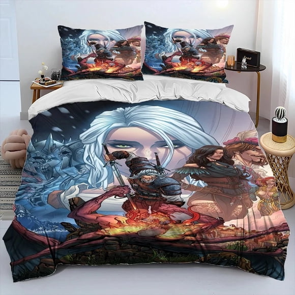 The W-WitcherGamerComforter Bedding SetDuvet Cover Bed Set Quilt Cover Pillowcase Bedding Set