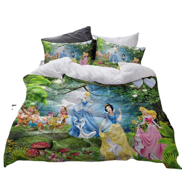 Princess Bedding Sets Cartoon 3D Snow White Cinderella Frozen Quilt Cover Set Duvet Cover Pillowcases for girl gift Bed Sheets