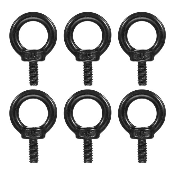 Uxcell M5 x 12mm Perno de Ojo de Elevación, 6 Piezas Tornillo de Anillo de Hombro de Acero Inoxidable 304, Negro