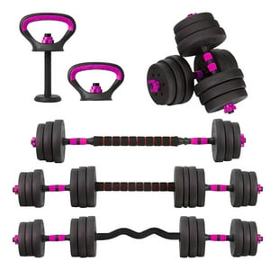 Yep - Set Mancuernas 20 Kg 5 En 1 Barra Z Extensor Rojo Rosa