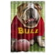 thumbnail image 1 of Cortina de ducha con diseño de bulldog jugando al fútbol, juego de cortinas de baño con ganchos, tamaño 48 x 72 pulgadas, 1 of 3