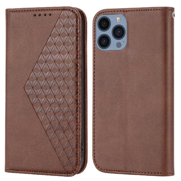 Funda Flip FOXDOCK para iPhone 14 Plus , Estilo Billetera con Diseño Rombo, Correa de Mano y Soporte, Uso Diario