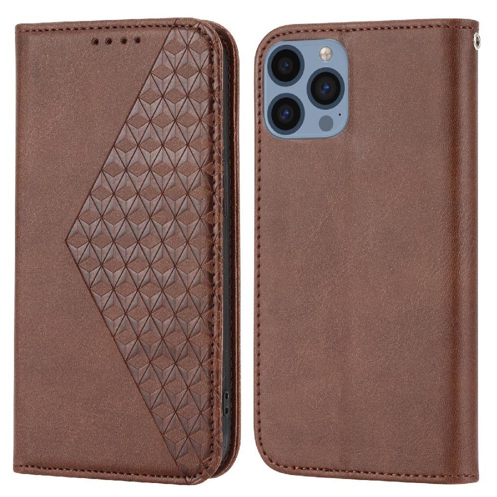 Funda Flip Foxdock Para Iphone 14 Plus , Estilo Billetera Con Diseño Rombo, Correa De Mano Y Soporte, Uso Diario