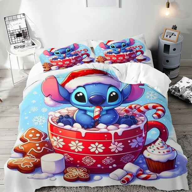 Stitch Bedding Sets Cute Printed Cartoon Quilt Cover Bed Cover Duvet Cover Pillow Case 2-3 Pieces Sets Kids Adult Size